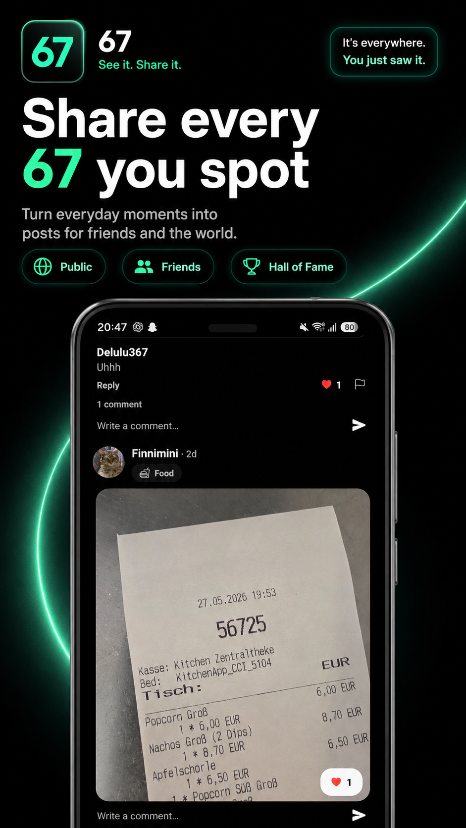 67 App Feed Screenshot